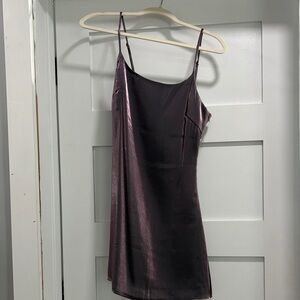 Le Lis Satin Slip Dress in Iridescent Plum